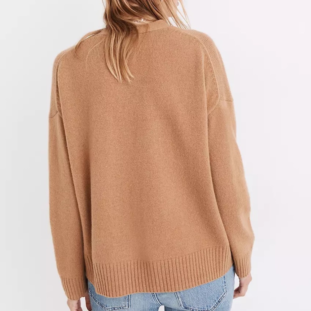Madewell (Re)sourced Cashmere Ex-Boyfriend Cardigan Sweater Honey Chestnut - Picture 5 of 6